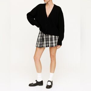 Hot Topic Womens MD Black White Plaid Pleated Mini Grunge Schoolgirl